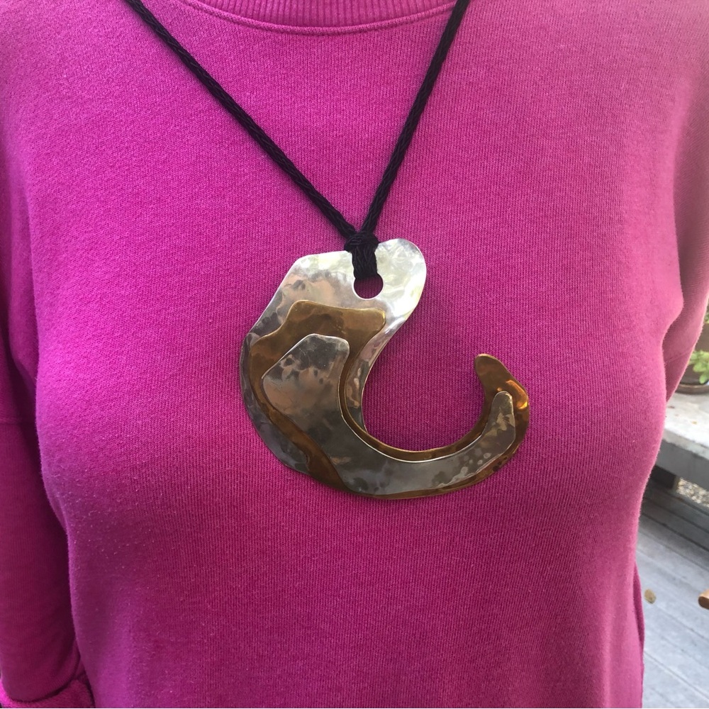 Gold Hammered Pendant Necklace